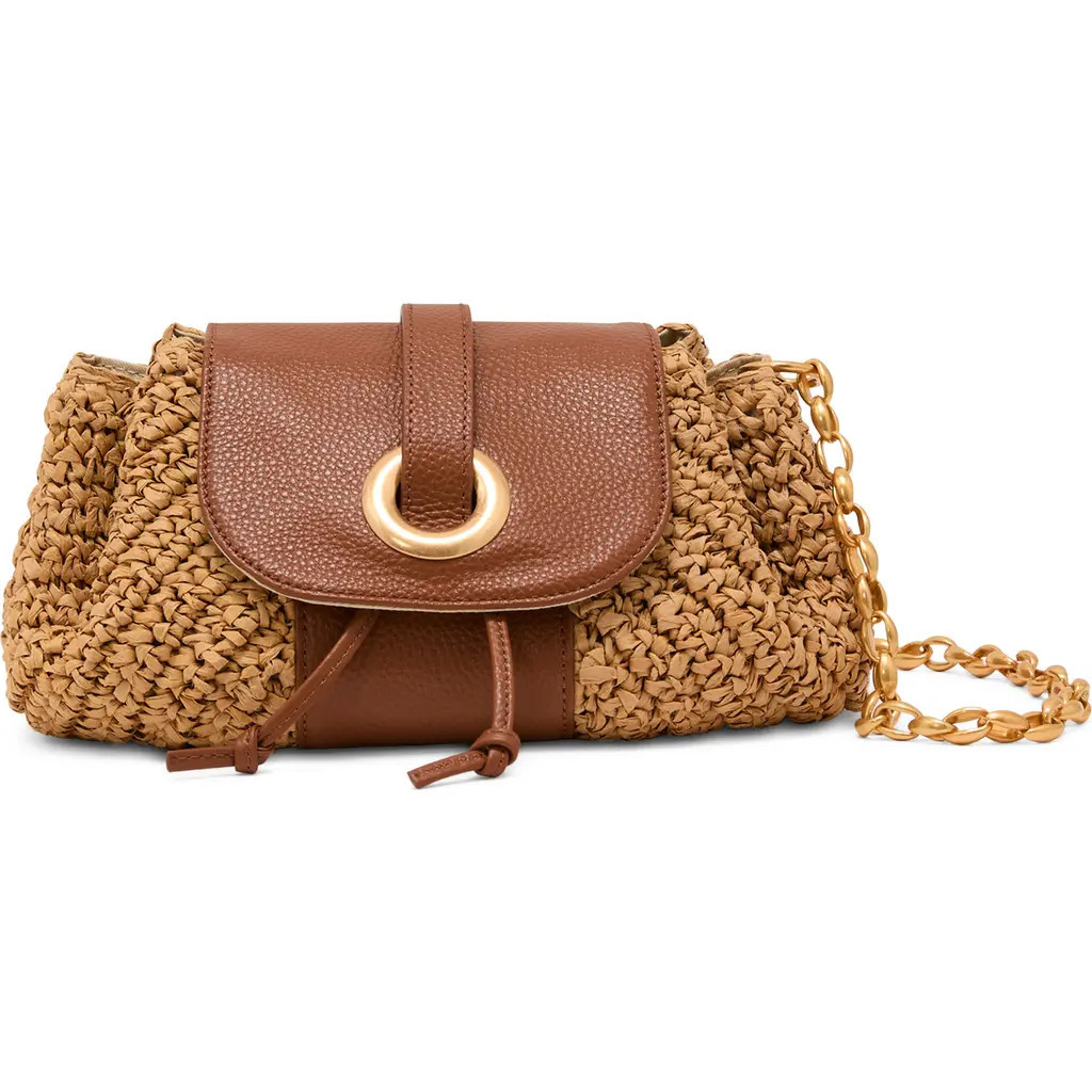 Reiss Lori Raffia Effect Shoulder Bag in Natural at Nordstrom | Nordstrom