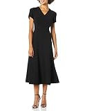 Calvin Klein Women's Tulip Sleeve A-Line Midi Dress, Black, 6 | Amazon (US)