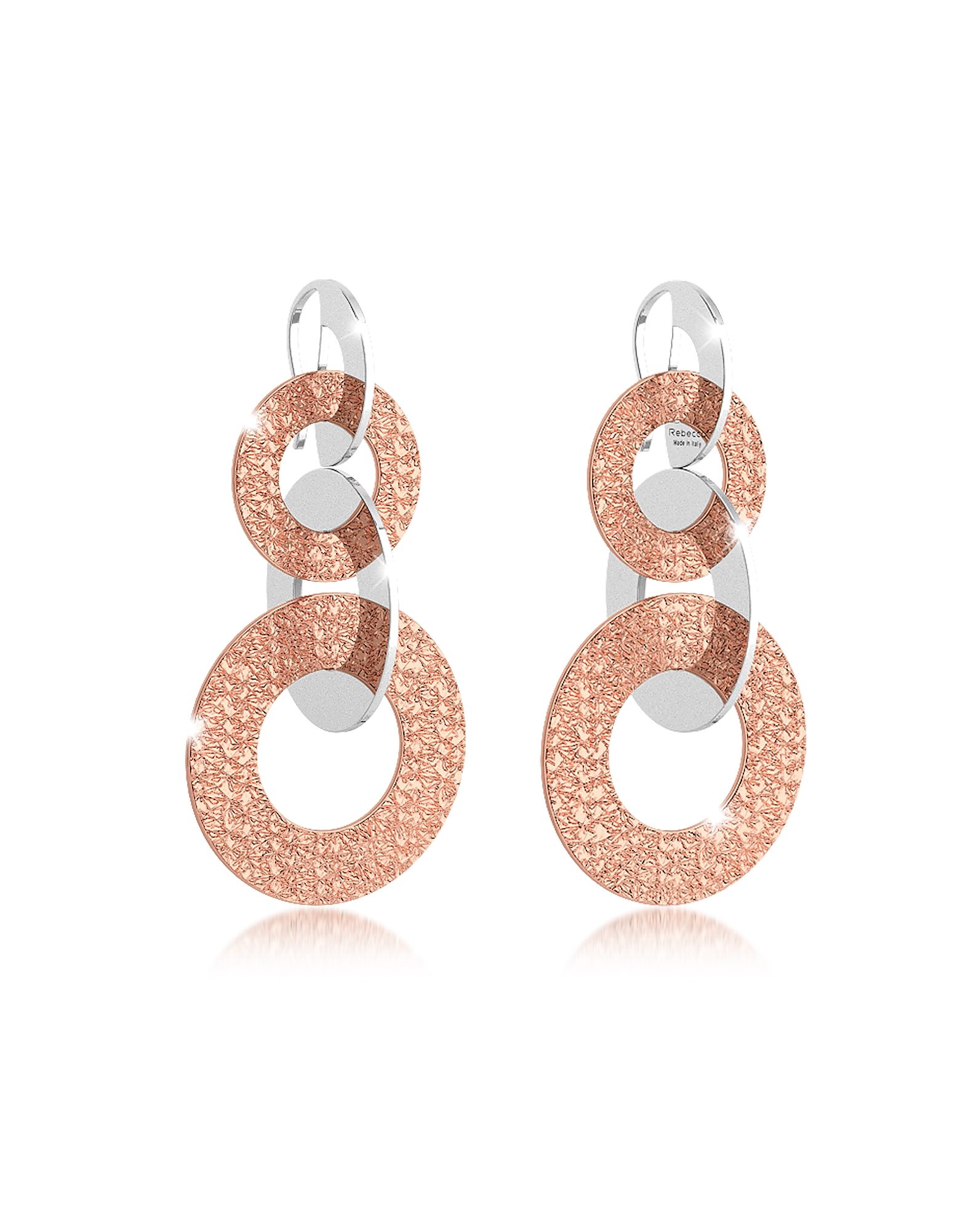 Rebecca Designer Earrings, R-Zero Rose Gold Over Bronze Dangle Earrings | Forzieri US & CA