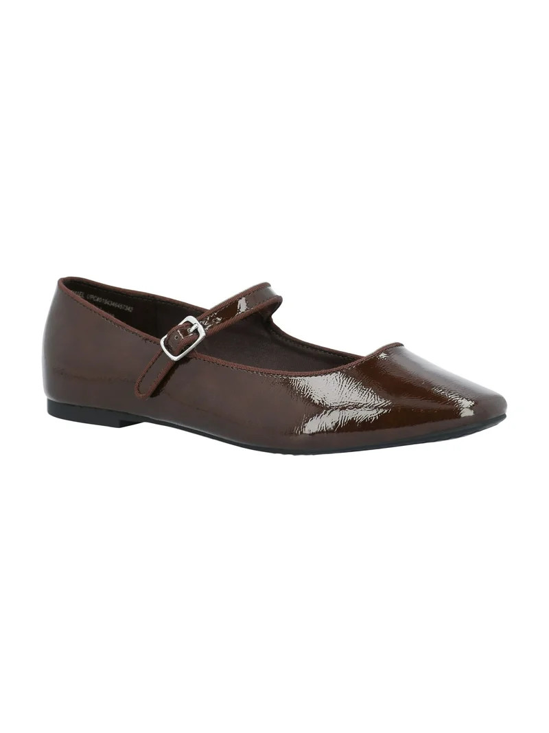 Time and Tru Women's Faux Leather Mary Jane Flats | Walmart (US)