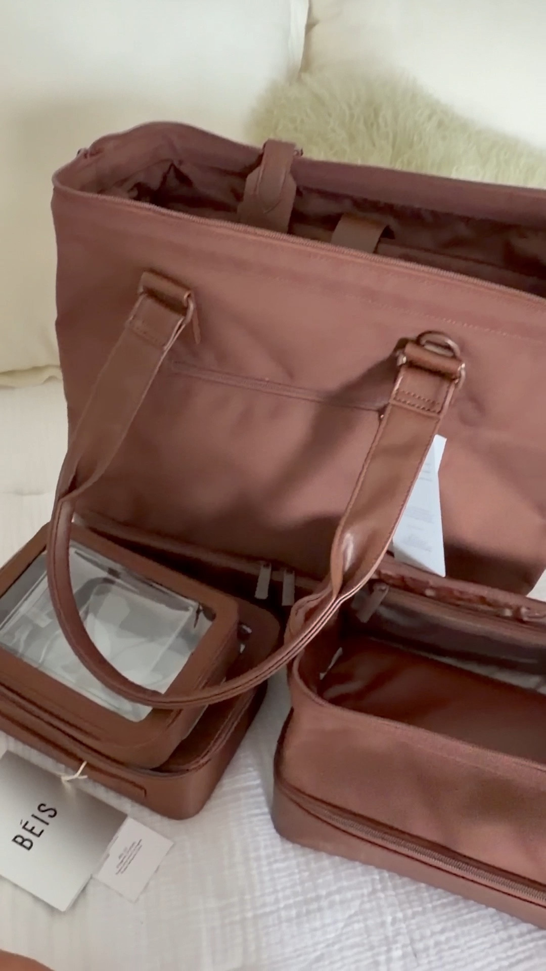 Latest arrivals for my jet setter people! These are match my suitcases and i can’t wait to bring them along and make it all very aesthetically pleasing!! Love the size of th mini weekender bag versus the weekender, it doesn’t seem as overwhelming. Cosmetic cases are perfect for packing! 

#LTKValentine #LTKTravel