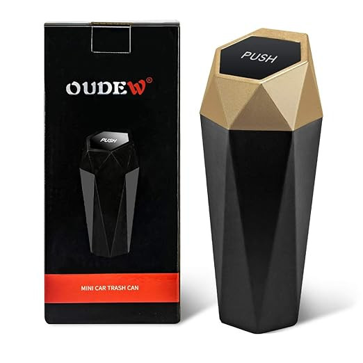 OUDEW Car Trash Can with Lid, New Car Dustbin Diamond Design, Leakproof Vehicle Trash Bin, Mini G... | Amazon (US)