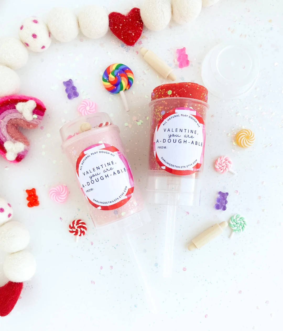 Valentines Play Dough Push Pop, Valentines Day Play Dough Refill, Playdough Kit, Sensory Kit, Pla... | Etsy (US)