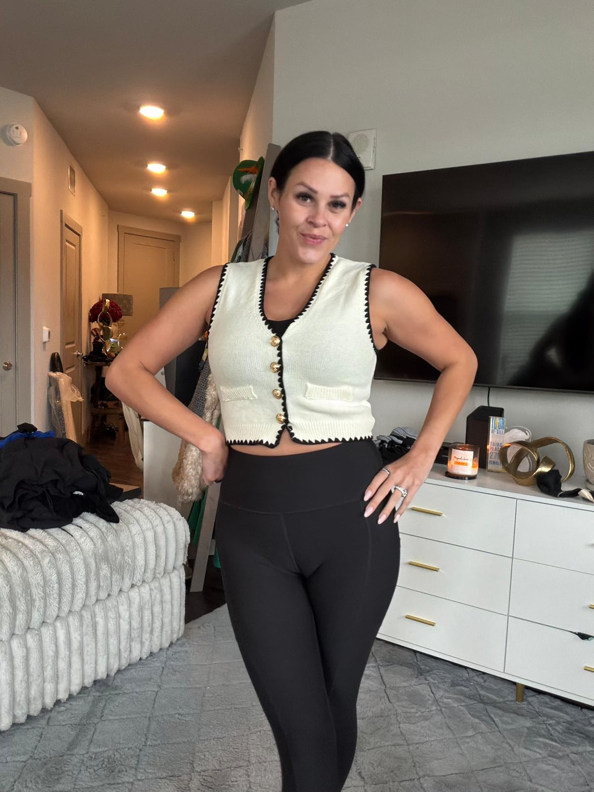 Women's Button Down V Neck Crop Sweater Vest Sleeveless Fitted Knit Tank Top 

 #LTKCyberWeek #LTKGiftGuide #LTKHoliday