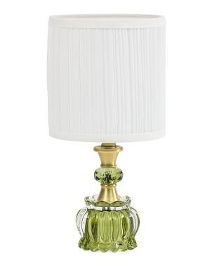 13in Glass Table Lamp With Pleated Shade | TJ Maxx