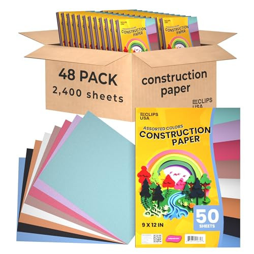 Construction Paper Bulk (2,400 Sheets), 9 x 12 Construction Paper for Kids, Color Art Paper, Assorted Colors, 50 Sheets Per Pack, (48 Pack) | Amazon (US)