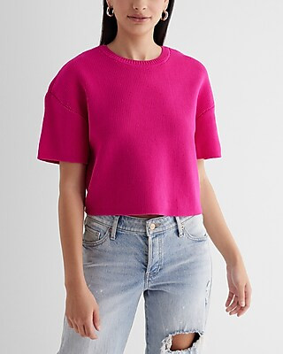 Crew Neck Short Sleeve Boxy Sweater | Express