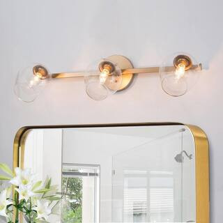 LNC Modern Vanity Light, 3-Light Gold Brass Adjustable Bathroom Wall Sconce Indoor Mounted Light ... | The Home Depot