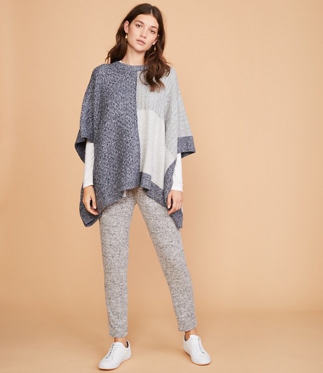 Lou & Grey Patchwork Poncho Sweater | LOFT | LOFT