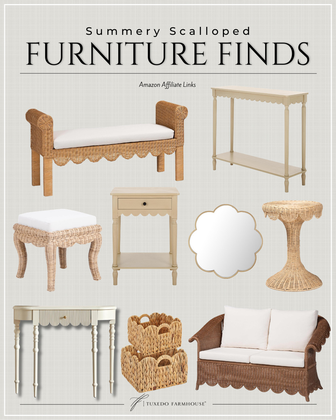 Soft detailing, thoughtfully refined 🤍

These scalloped pieces introduce a subtle sense of charm while maintaining a polished, composed aesthetic. The gentle curves and natural textures add visual interest without overpowering the space, creating a look that feels both fresh and enduring. 

 #LTKSeasonal #LTKHome #LTKSaleAlert