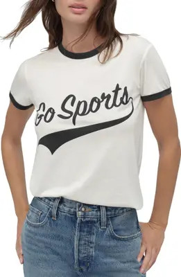 Favorite Daughter The Go Sports Graphic Ringer T-Shirt in Off White/Black at Nordstrom, Size X-Small | Nordstrom