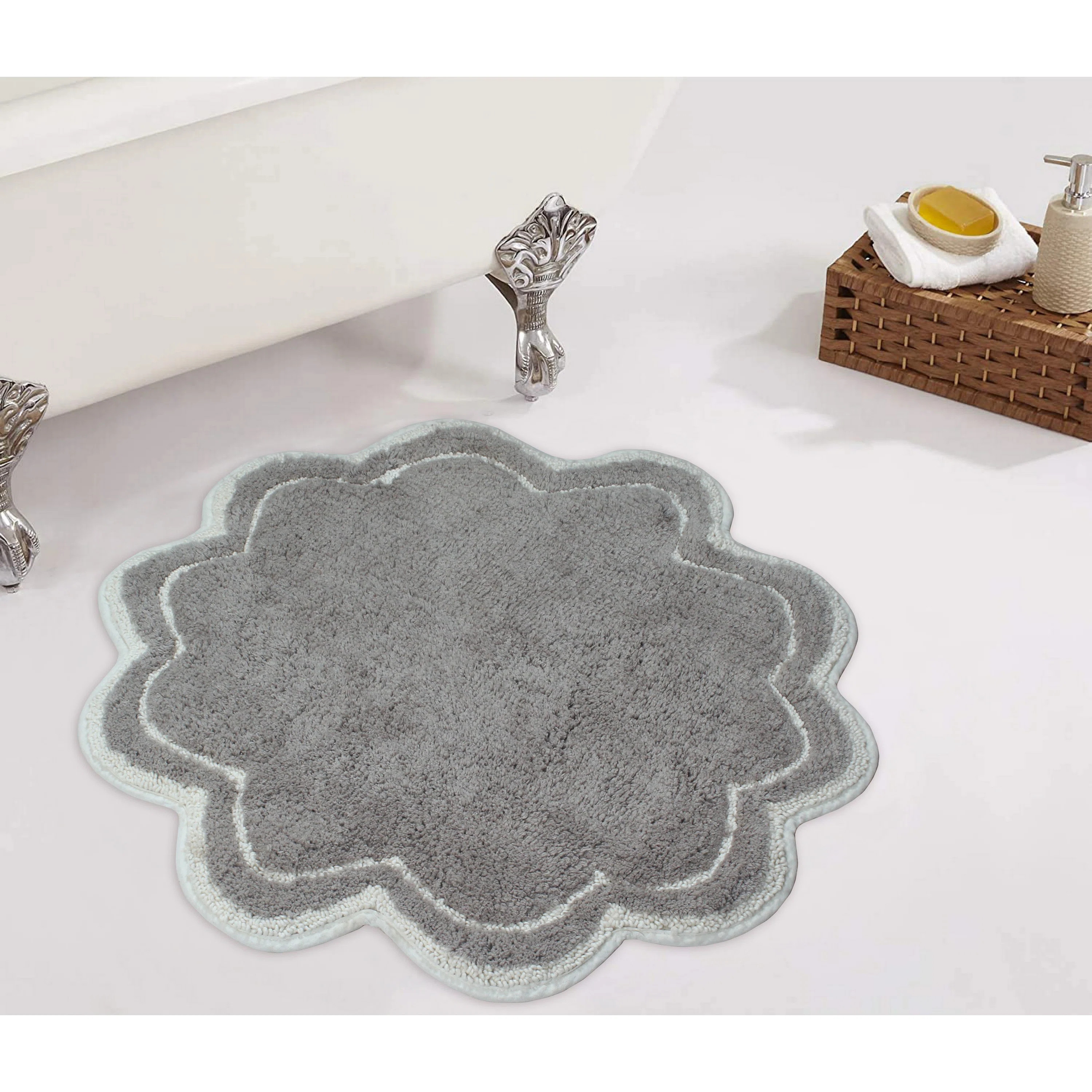 Allure Collection 100% Cotton Round Bath Rug / Circle Rug / Round Rug with Spray Latex Backing | Wayfair North America