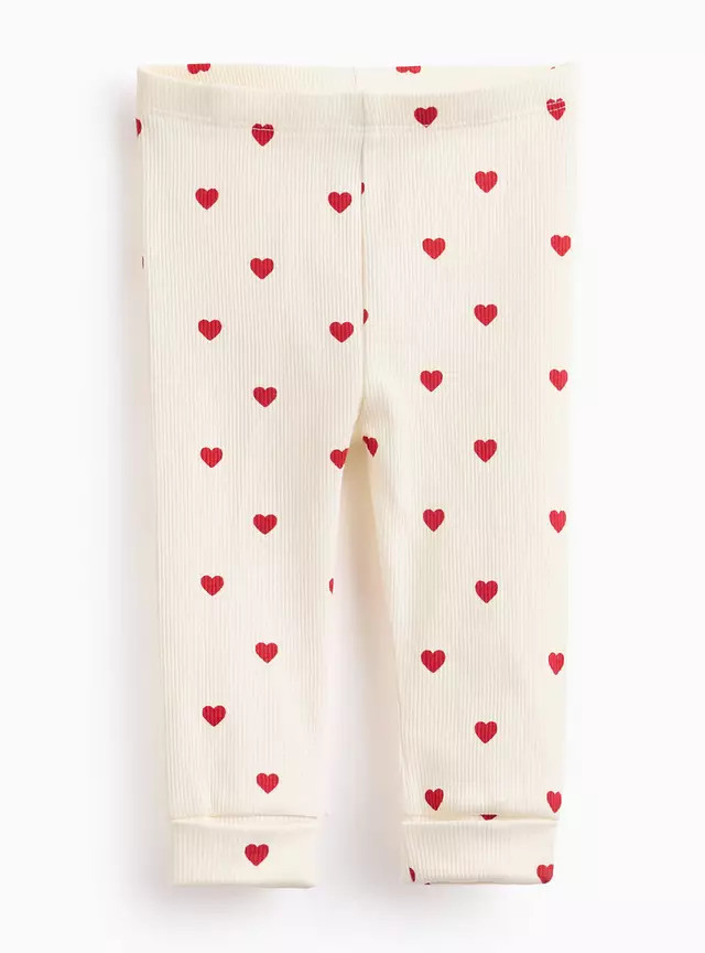 Cream Heart Print Leggings 18-24 months | Tu Clothing