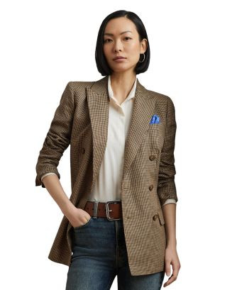 Houndstooth Double Breasted Twill Blazer | Bloomingdale's (US)