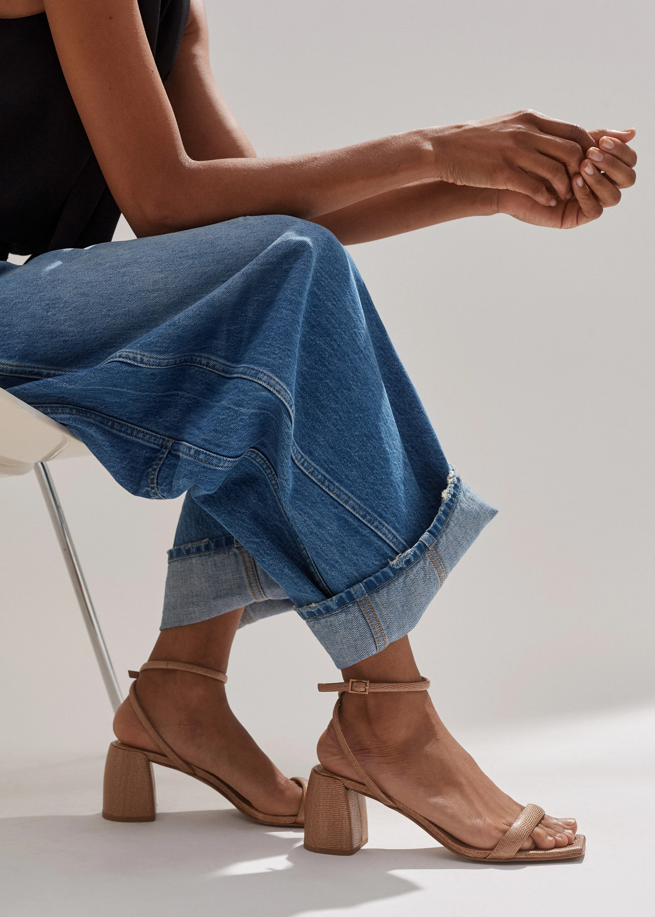 Lizard Print Feature Heel Sandal | ME+EM US