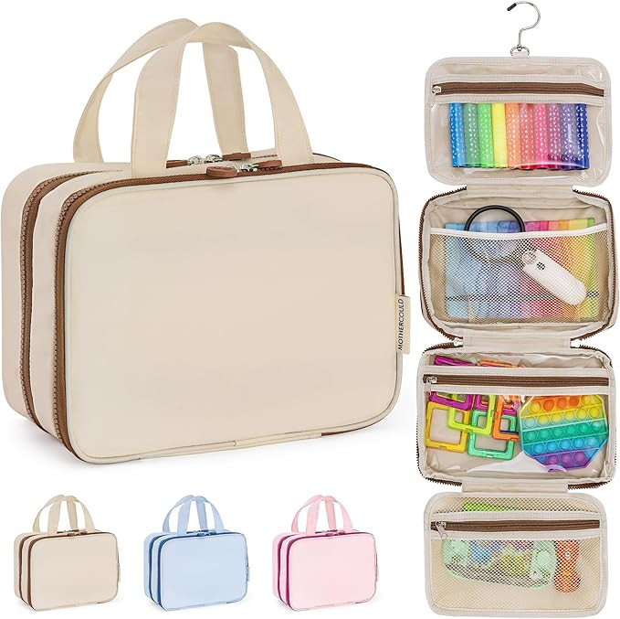 Kids Travel Organizer – Multi-Compartment, Water-Resistant Hanging Bag for Toys, Snacks, & Acti... | Amazon (US)