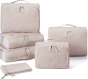 Soft Packing Cubes for Suitcases, BAGSMART Quilted 6 Set Packing Cubes for Travel Accessory, Suit... | Amazon (US)