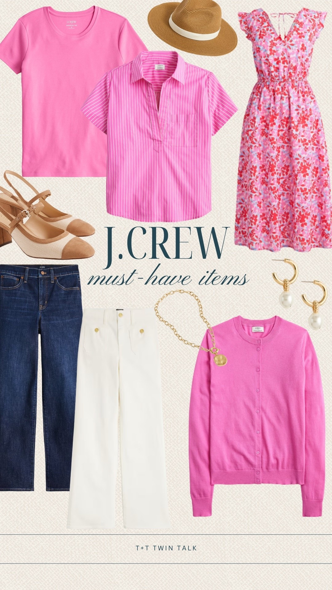 Must-have items from J.Crew! Bright pinks are the perfect transition into spring! The floral dress paired with a woven heel is a springtime must! 

#LTKSeasonal #LTKOver40 #LTKMidsize