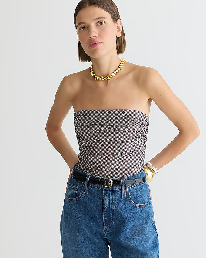 Collection ruched strapless top in stretch taffeta | J. Crew US