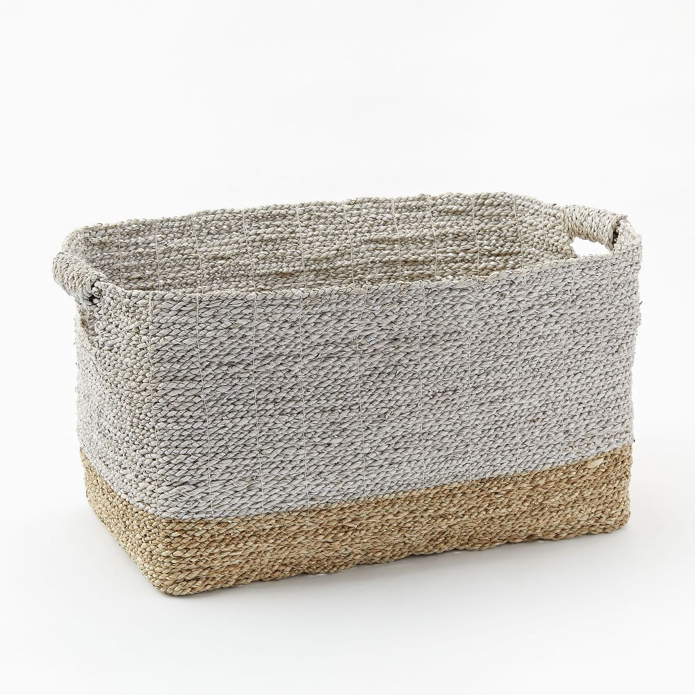 Two-Tone Woven Seagrass Baskets - Natural/White | West Elm (US)
