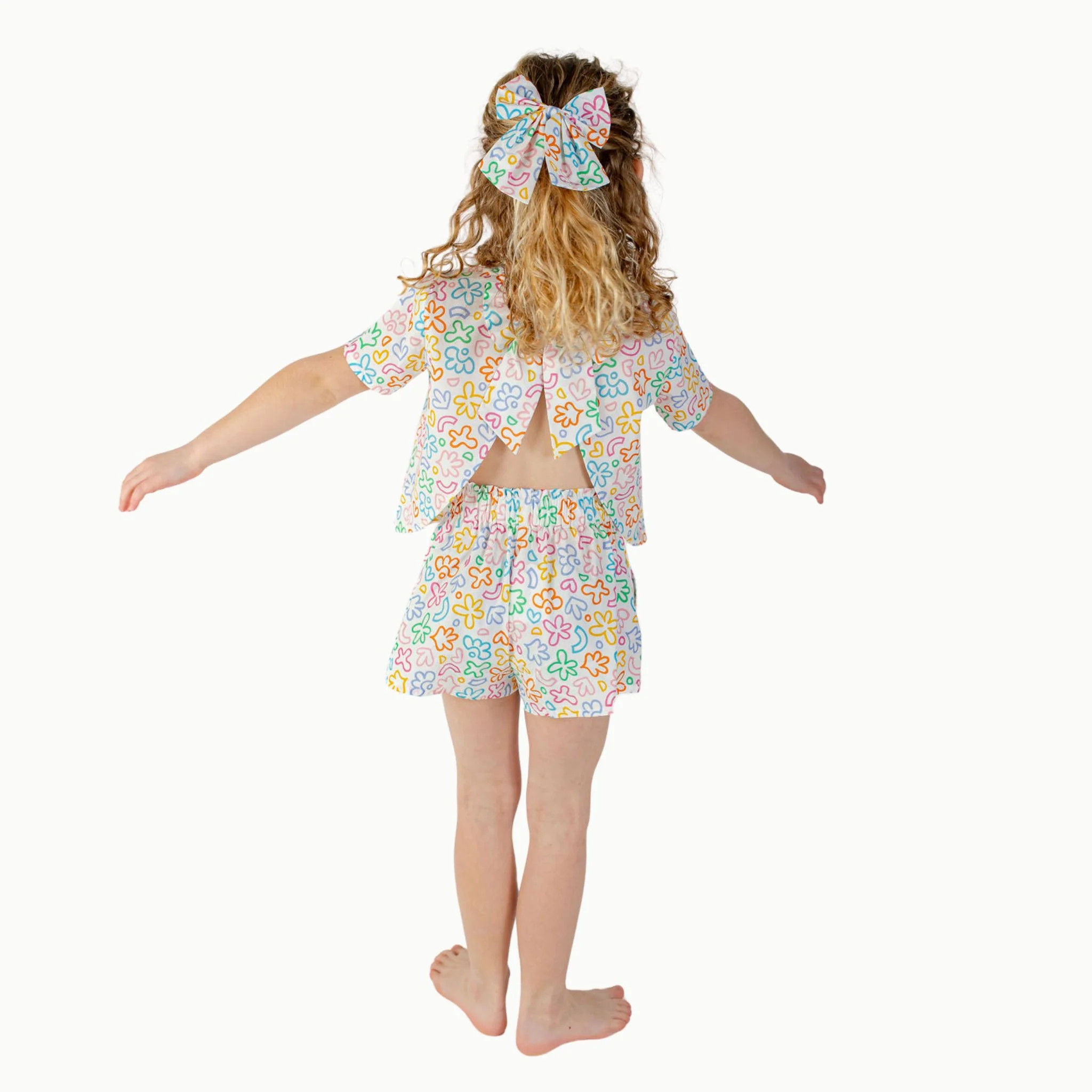 Large Bow in Rainbow Doodle | Nella June