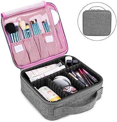 Makeup Bag Travel Cosmetic Bag for Women Nylon Cute Makeup Case Large Professional Cosmetic Train... | Amazon (US)