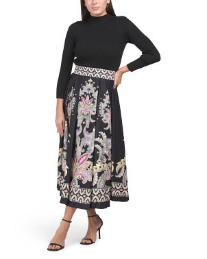Paisley Skirt Dress With Ribbed Knit Top | Casual Dresses  | Marshalls | Marshalls