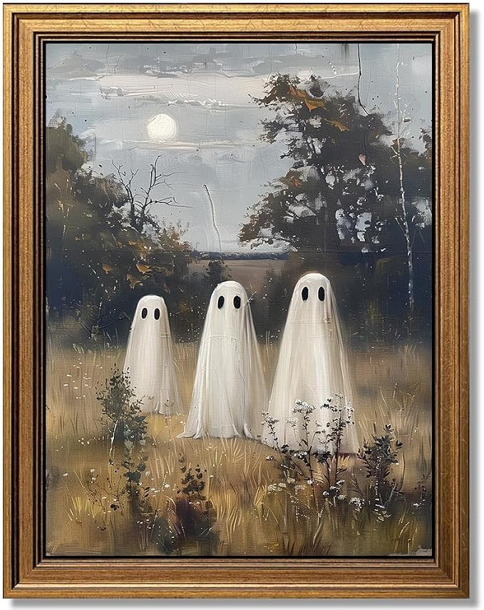 Wemandh Glod Framed Landscape Wall Art, Vintage Hallween Wall Decor, Cute Ghost Decor Wall Art, H... | Amazon (US)