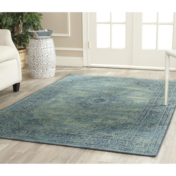 Safavieh Vintage Oriental Turquoise Distressed Silky Viscose Rug - 7'6" x 10'6" | Bed Bath & Beyond