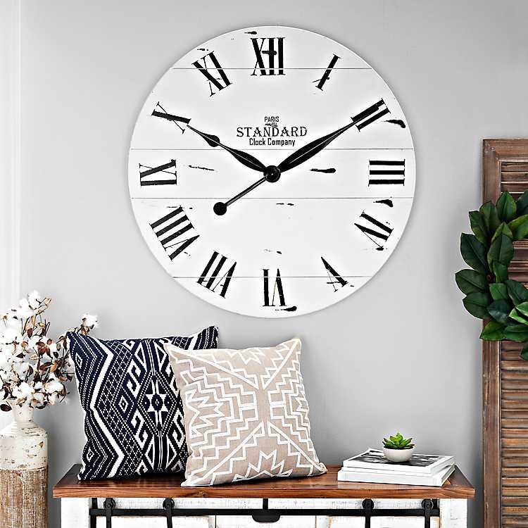 Jacob White Wood Plank Clock | Kirkland's Home