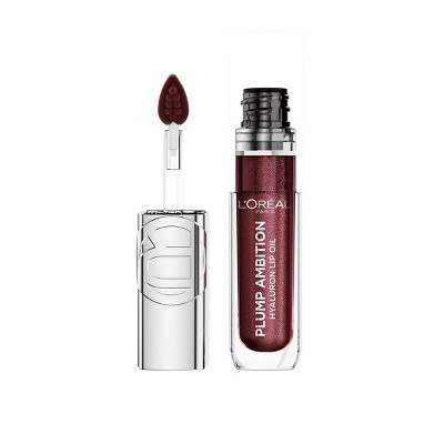 L'Oreal Paris Plump Ambition Hyaluron Lip Oil Shimmer Lip Gloss with Hyaluronic Acid - 500 Ruby Lights - 0.16 fl oz | Target