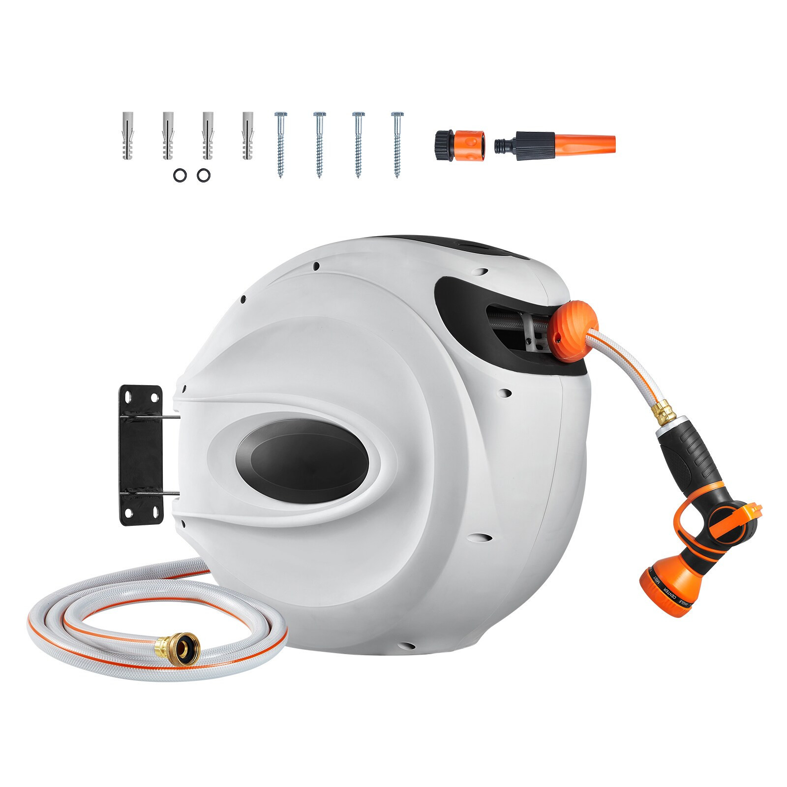 VEVOR Retractable hose reel Brass 130-ft Wall-mount Hose Reel in Gray | KSSJGQHTSH1301MEUV0 | Lowe's