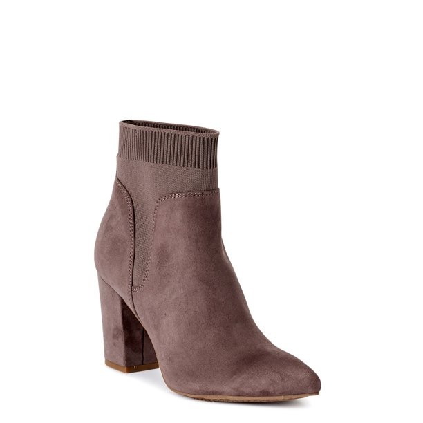 Women's Time and Tru Heeled Knit Bootie | Walmart (US)