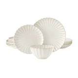 The Pioneer Woman Colette 12-Piece Stoneware Dinnerware Set, Cream | Walmart (US)