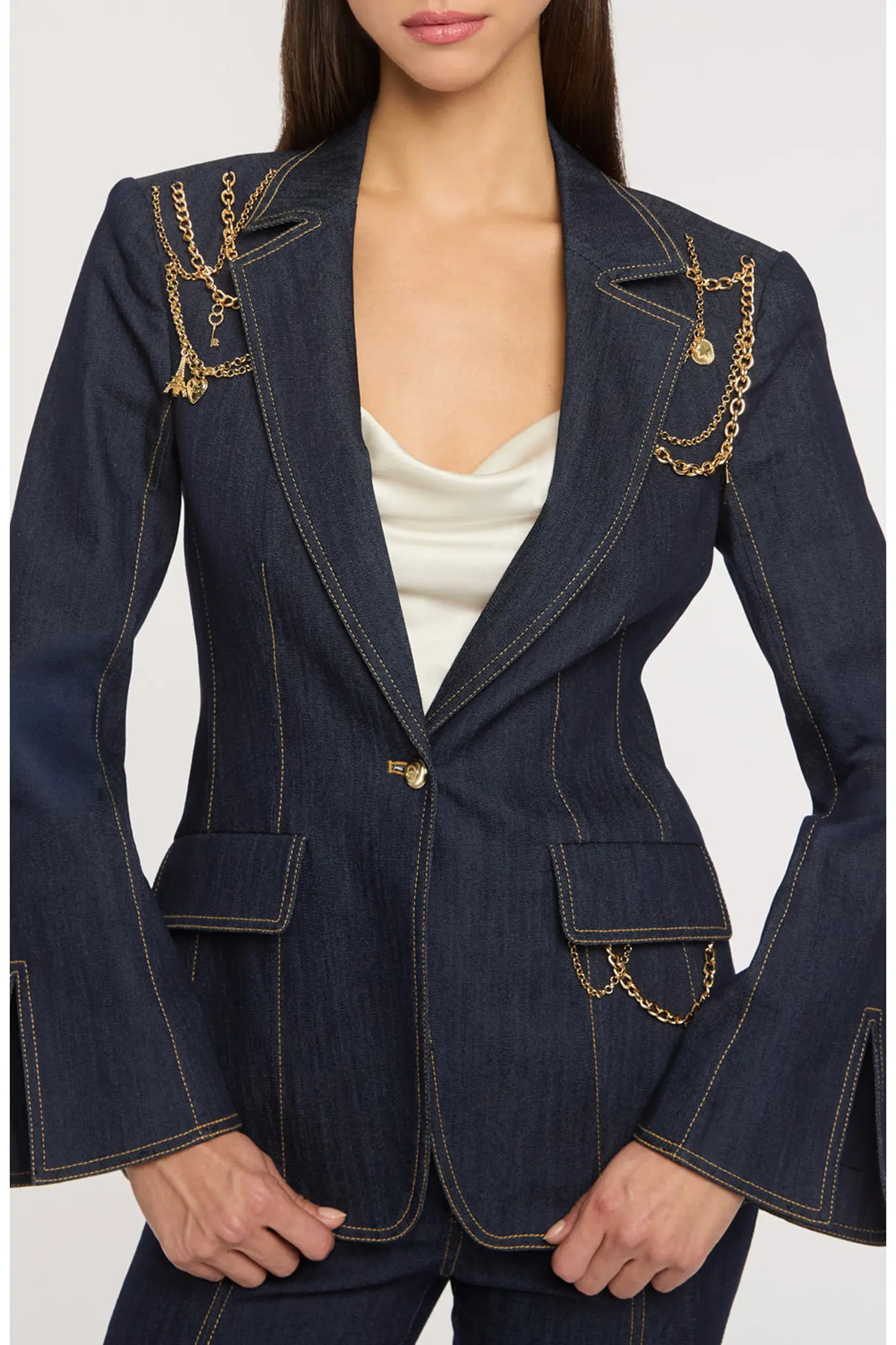 Cinq à Sept Love Token Danika Chain Denim Blazer (Women) | Nordstrom | Nordstrom