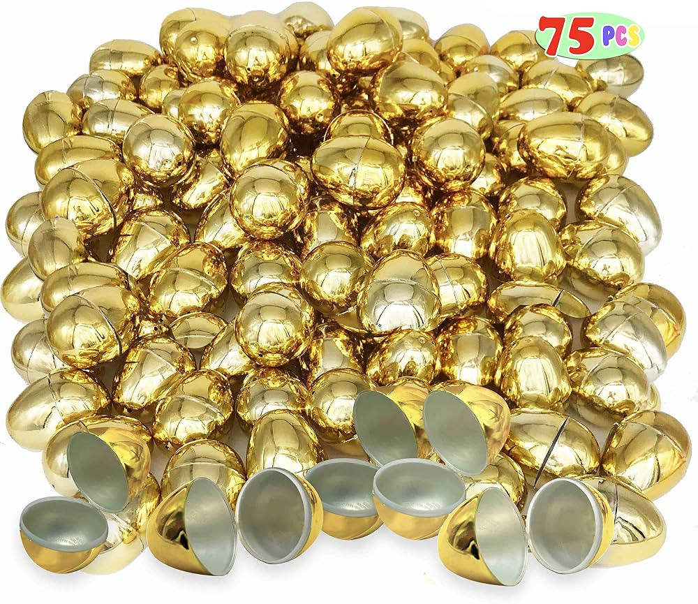 Kiddokids 75 Pcs 2.25" Shiny Golden Easter Eggs Metallic Gold Color Easter Egg for Filling and Ea... | Amazon (US)
