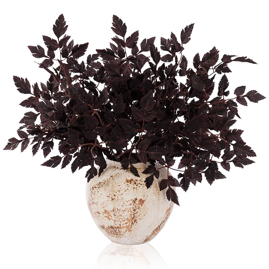 6 Pack Artificial Cimicifuga Plant Leaves Spray,18 Inches Faux Plum Cimicifuga Stems Leaf, Fall F... | Amazon (US)