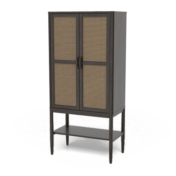 Better Homes & Gardens Springwood Caning Storage Cabinet, Charcoal | Walmart (US)