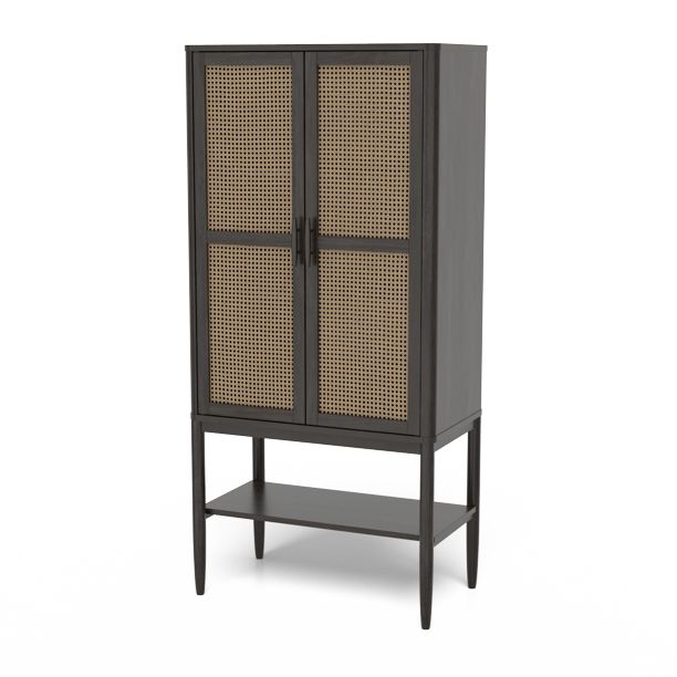 Better Homes & Gardens Springwood Caning Storage Cabinet, Charcoal | Walmart (US)