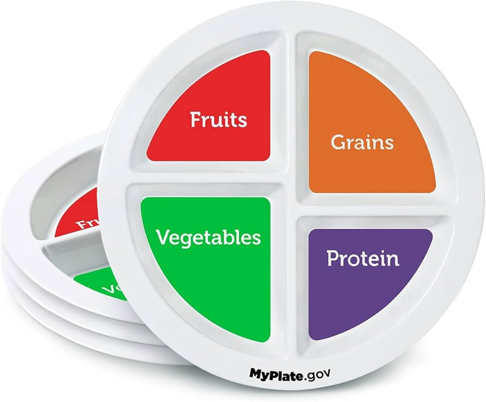 MyPlate Materials Portion Plate for Adults and Teens - 100% Melamine - Dividers - Non-slip Feet -... | Amazon (US)
