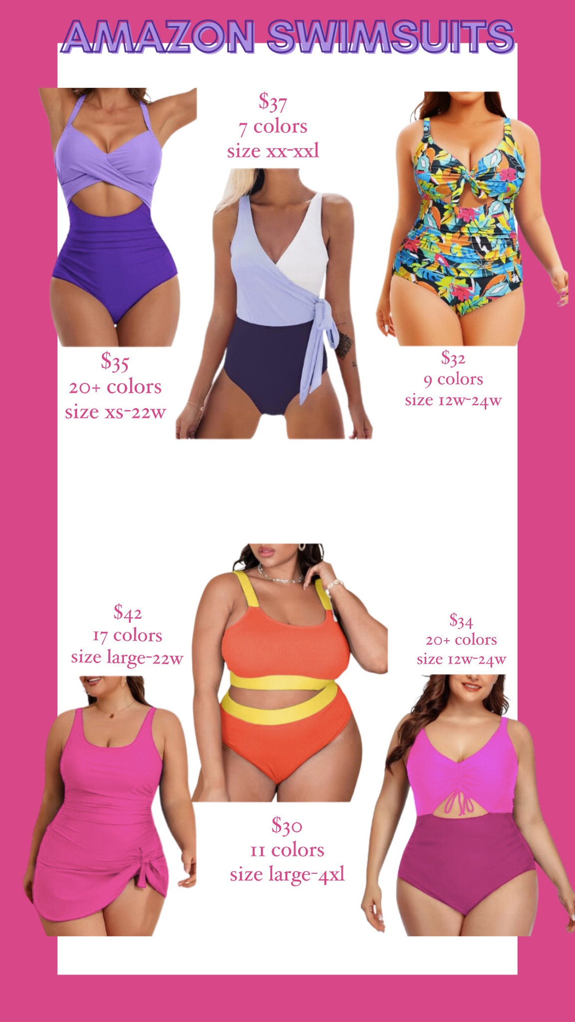 Affordable and colorful swimsuits from Amazon. 



#LTKFindsUnder50 #LTKSwim #LTKMidsize