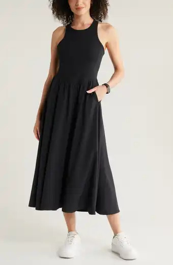 Zella Effortless Square Neck Midi Dress | Nordstrom | Nordstrom