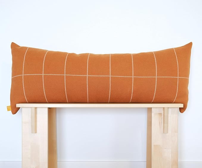 100% Soft Cotton Knitted Modern Geometric Burnt Orange Grid Design Throw Pillow Cover (Large Grid... | Amazon (US)