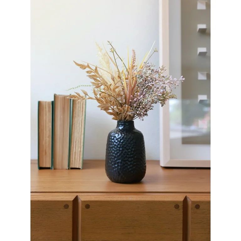 Flora Bunda 14" Artificial Fall Floral Arrangement in Matte Black Ceramic Vase for Tabletops - 1.... | Walmart (US)