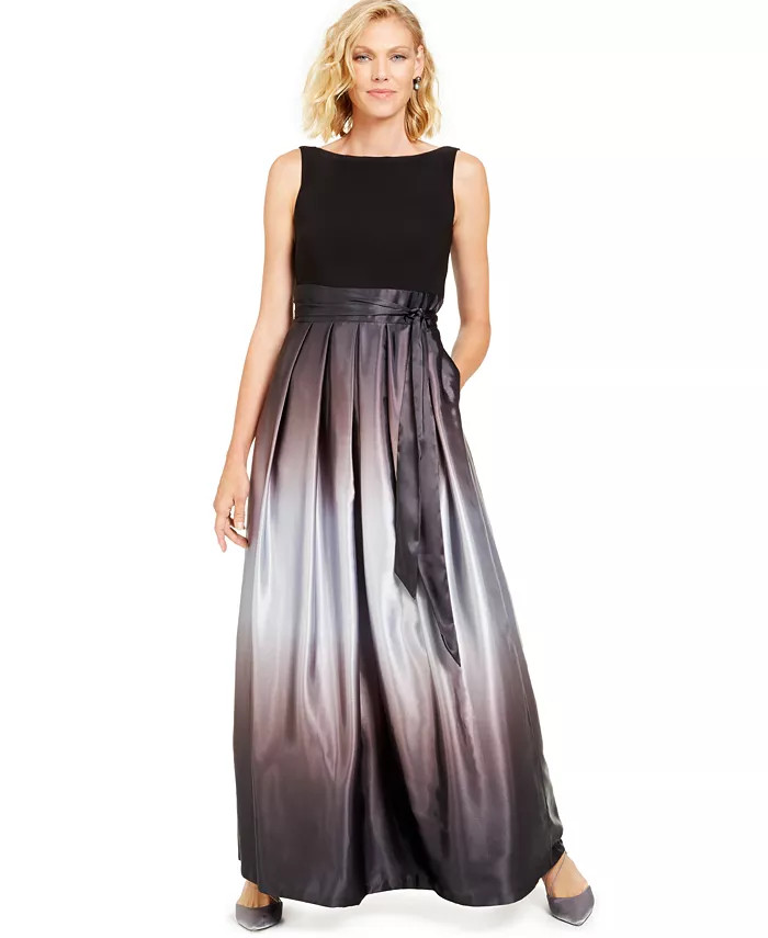 SL Fashions Ombré Satin Bow Sash Gown - Macy's | Macy's