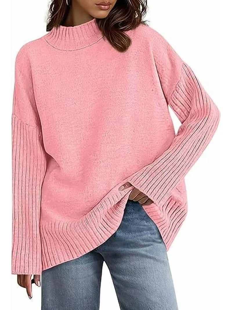 PRETTYGARDEN Womens Fall Casual Long Sleeve Tops Loose Mock Neck Drop Shoulder Knit Going Out Pul... | Walmart (US)
