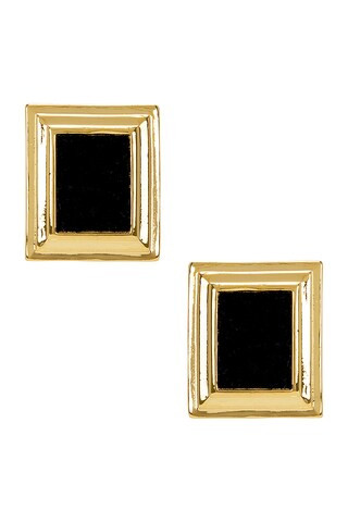 Archer Rectangle Earrings in Gold & Black | Revolve Clothing (Global)