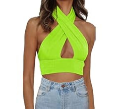 Dealmore Women's Summer Crop Top Halter Neck Criss Cross Sexy Y2k Tops Backless Cami Tank | Amazon (US)