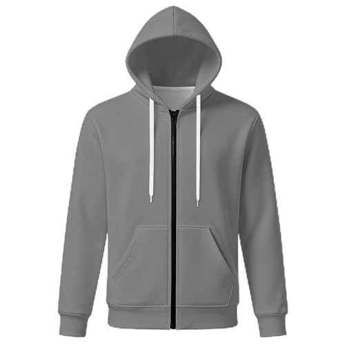 IYLYHSHF Zip Up Men's Hoodies Pure Gray Grey Sweatshirts, 2XS-5XL, Men Active Sweatshirts,Hoodies Clothing Gifts for Men Women Teen M | Amazon (US)