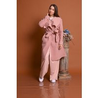 Rose Pink Wool Coat For Women, Long Maxi Fall Coat, Handmade Belted Pastel Outerwear, Elegant Minimalist Clothing | Etsy (US)